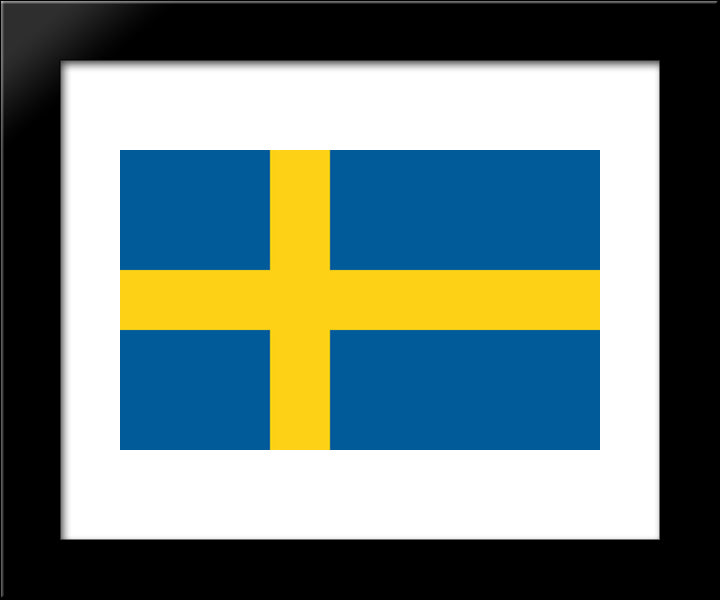 Sweden Flag 20x24 Black Modern Wood Framed Art Print Poster