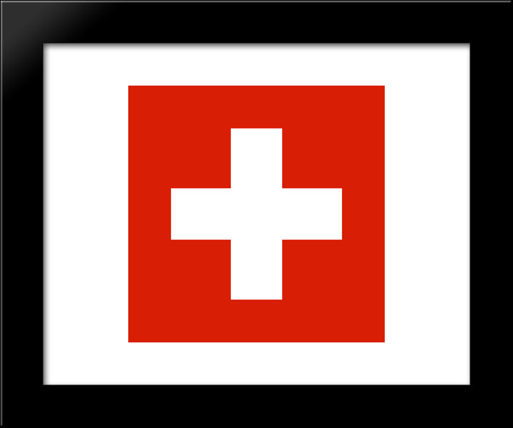 Switzerland Flag 20x24 Black Modern Wood Framed Art Print Poster