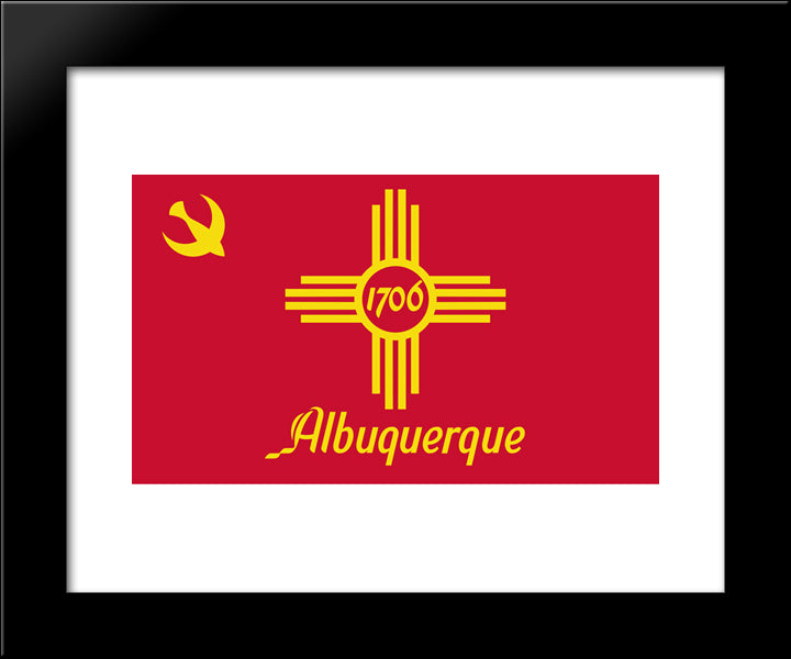 Albuquerque, New Mexico Flag 20x24 Black Modern Wood Framed Art Print Poster