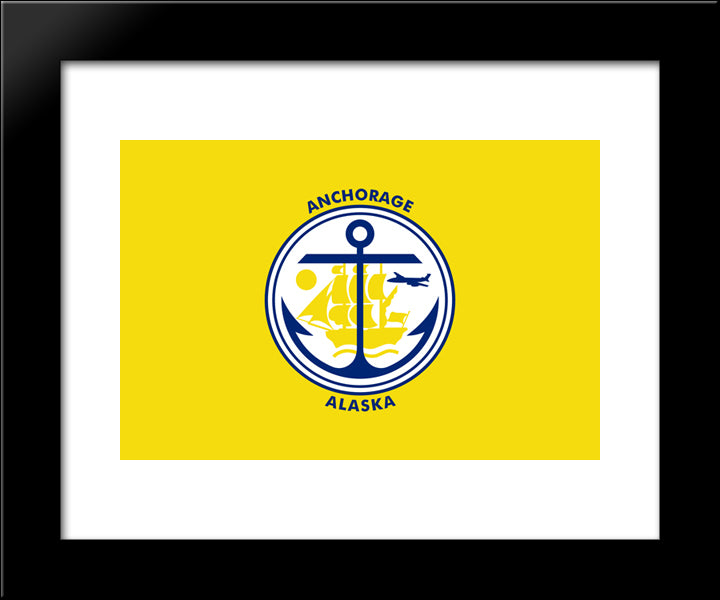 Anchorage, Alaska Flag 20x24 Black Modern Wood Framed Art Print Poster