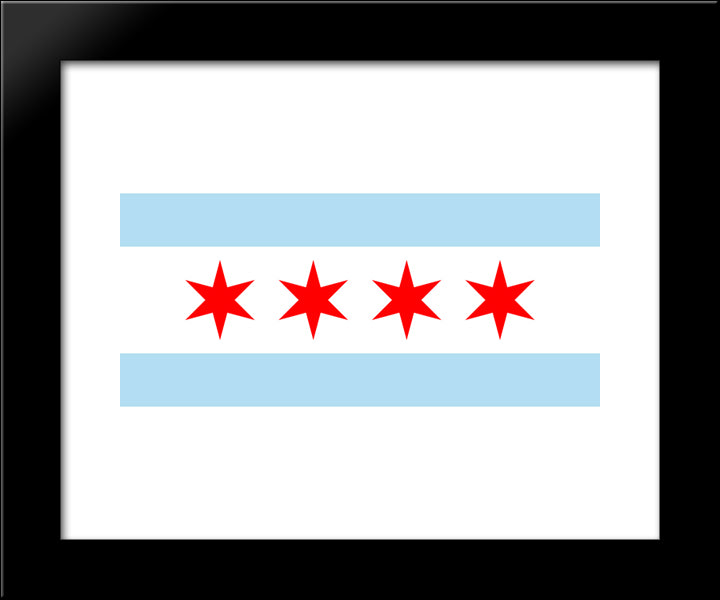 Chicago Municipal Flag 20x24 Black Modern Wood Framed Art Print Poster