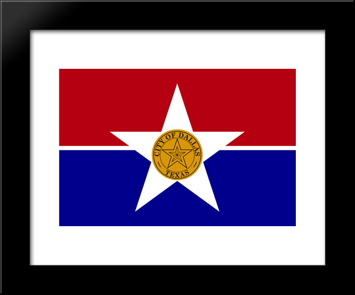 Dallas, Texas Flag 20x24 Black Modern Wood Framed Art Print Poster