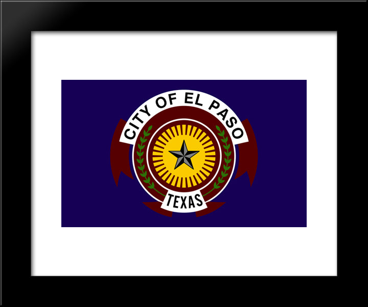 El Paso, Texas Flag 20x24 Black Modern Wood Framed Art Print Poster