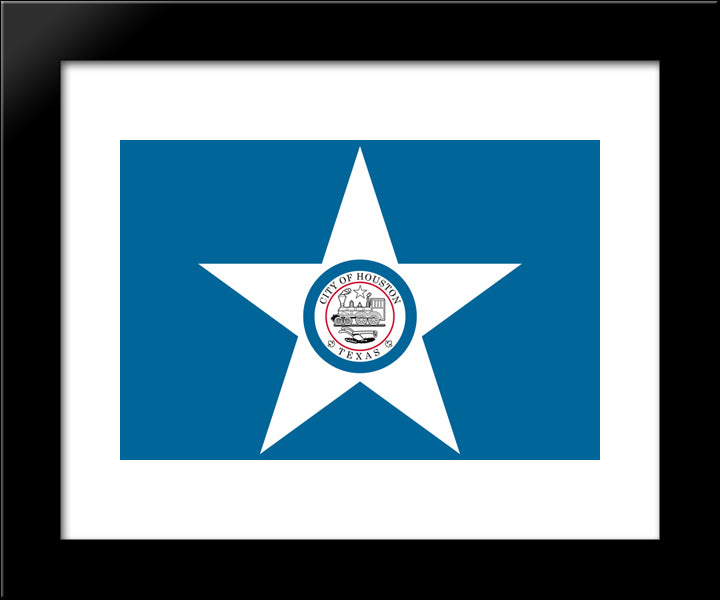 Houston, Texas Flag 20x24 Black Modern Wood Framed Art Print Poster