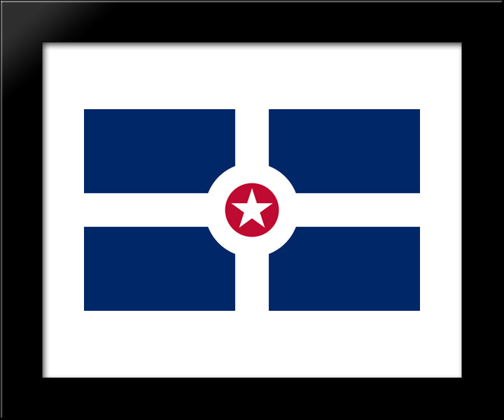 Indianapolis, Indiana Flag 20x24 Black Modern Wood Framed Art Print Poster