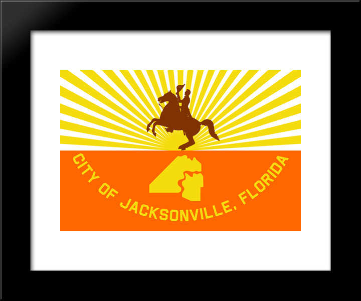 Jacksonville, Florida Flag 20x24 Black Modern Wood Framed Art Print Poster