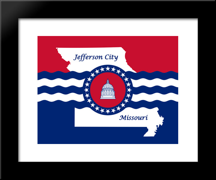 Jefferson City, Missouri Flag 20x24 Black Modern Wood Framed Art Print Poster
