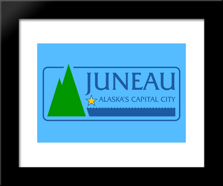 Juneau, Alaska Flag 20x24 Black Modern Wood Framed Art Print Poster