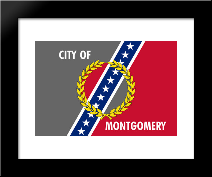 Montgomery, Alabama Flag 20x24 Black Modern Wood Framed Art Print Poster