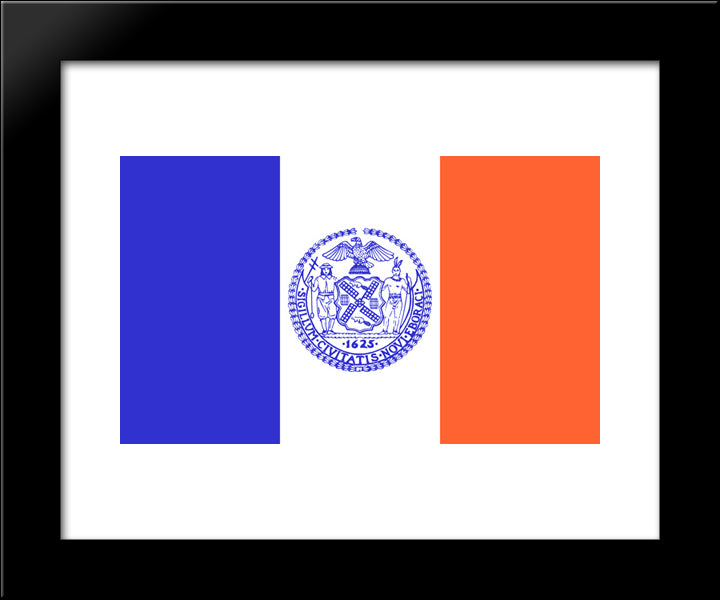 New York City, New York Flag 20x24 Black Modern Wood Framed Art Print Poster