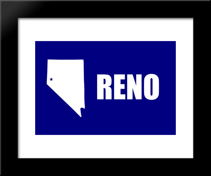 Reno, Nevada Flag 20x24 Black Modern Wood Framed Art Print Poster