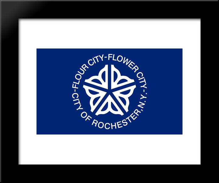 Rochester, New York Flag 20x24 Black Modern Wood Framed Art Print Poster