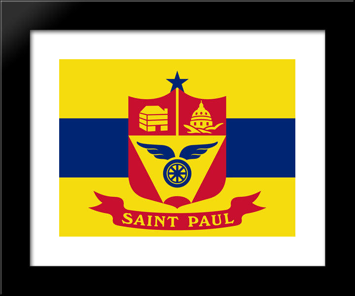 St. Paul, Minnesota Flag 20x24 Black Modern Wood Framed Art Print Poster