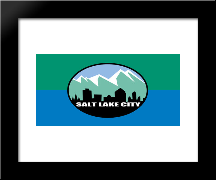 Salt Lake City, Utah Flag 20x24 Black Modern Wood Framed Art Print Poster