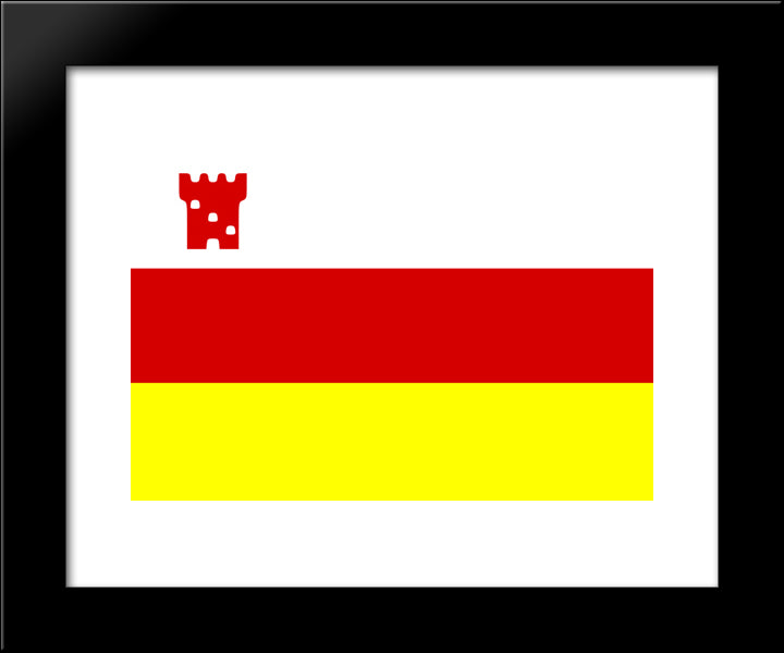 Santa Barbara, California Flag 20x24 Black Modern Wood Framed Art Print Poster