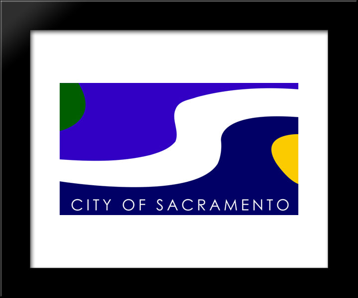Sacramento, California Flag 20x24 Black Modern Wood Framed Art Print Poster