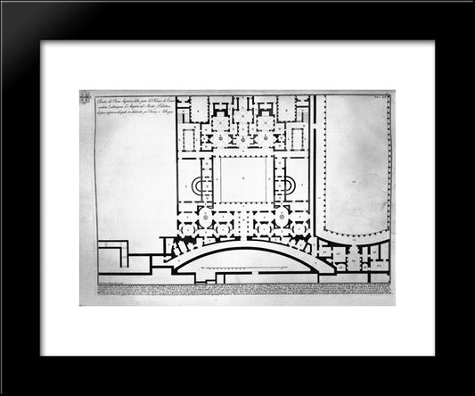 The Roman Antiquities, T. 1, Plate Xliv. Plan Of Mount Capitoline And Its Fortress 20x24 Black Modern Wood Framed Art Print Poster by Piranesi, Giovanni Battista