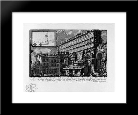 The Roman Antiquities, T. 1, Plate Xvii. Aqua Claudia. 20x24 Black Modern Wood Framed Art Print Poster by Piranesi, Giovanni Battista