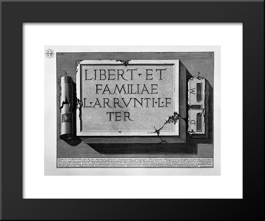 The Roman Antiquities, T. 2, Plate Vii. Plan, Cracked And Facade Of A Tomb Outside Porta S. Sebastian On The Via Appia In The Hamlet Of S. Maria Nuova 20x24 Black Modern Wood Framed Art Print Poster by Piranesi, Giovanni Battista