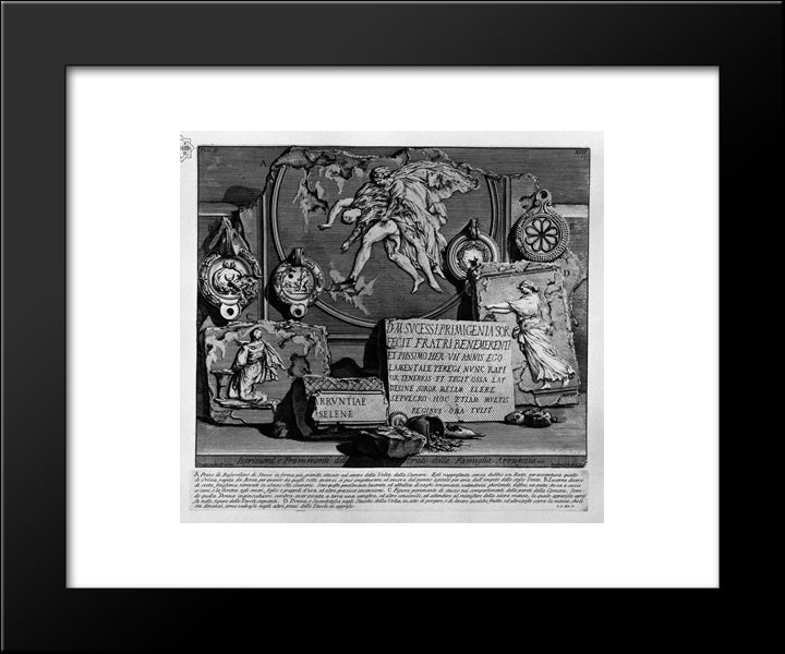 The Roman Antiquities, T. 2, Plate Xiii. Ornaments In Stucco, Existing In The Time Of The Burial Chamber Of L. Arrunzio 20x24 Black Modern Wood Framed Art Print Poster by Piranesi, Giovanni Battista