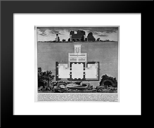 The Roman Antiquities, T. 2, Plate Xl. View Of A Tomb Oldest Existing Bridge In A Vineyard Near Lugano 20x24 Black Modern Wood Framed Art Print Poster by Piranesi, Giovanni Battista