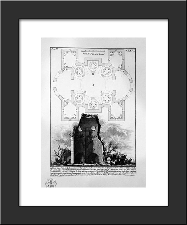 The Roman Antiquities, T. 2, Plate Xxix. View Of The Tomb Of The Scipios Believed Outside Porta S. Sebastiano 20x24 Black Modern Wood Framed Art Print Poster by Piranesi, Giovanni Battista