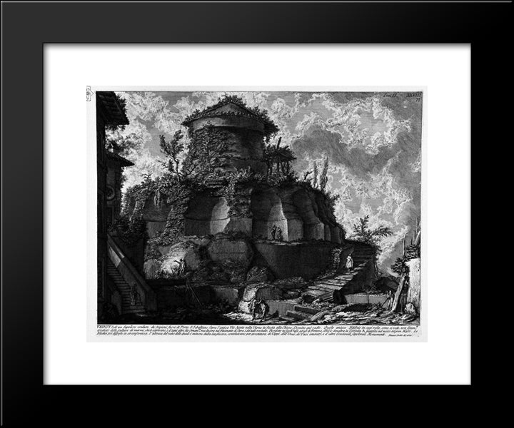 The Roman Antiquities, T. 2, Plate Xxviii. Plan, And Elevation Cross-Section Of The Tomb Of The Scipios 20x24 Black Modern Wood Framed Art Print Poster by Piranesi, Giovanni Battista