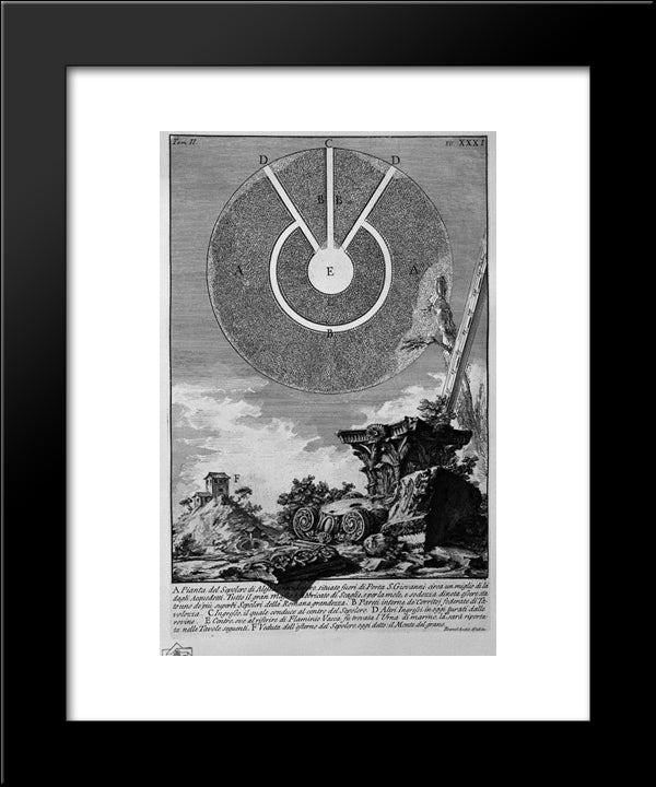 The Roman Antiquities, T. 2, Plate Xxxi. Fragment Of Stucco Gouged By The Time Of Nicchioni Is One Of The Interior Of The Factory Before Burial 20x24 Black Modern Wood Framed Art Print Poster by Piranesi, Giovanni Battista