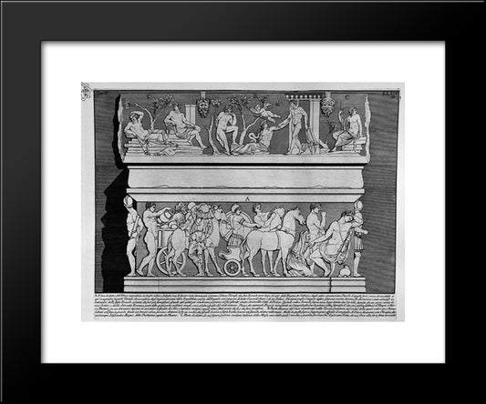 The Roman Antiquities, T. 2, Plate Xxxiv. Grand Marble Urn Believed To Alexander Severus And His Mother Julia Mamea (Figures Carved From Barbault) 20x24 Black Modern Wood Framed Art Print Poster by Piranesi, Giovanni Battista