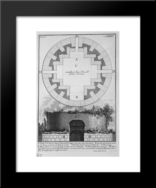 The Roman Antiquities, T. 2, Plate Xxxvi. Hips And Split Of The Urn Itself (Figures Carved From Barbault) 20x24 Black Modern Wood Framed Art Print Poster by Piranesi, Giovanni Battista