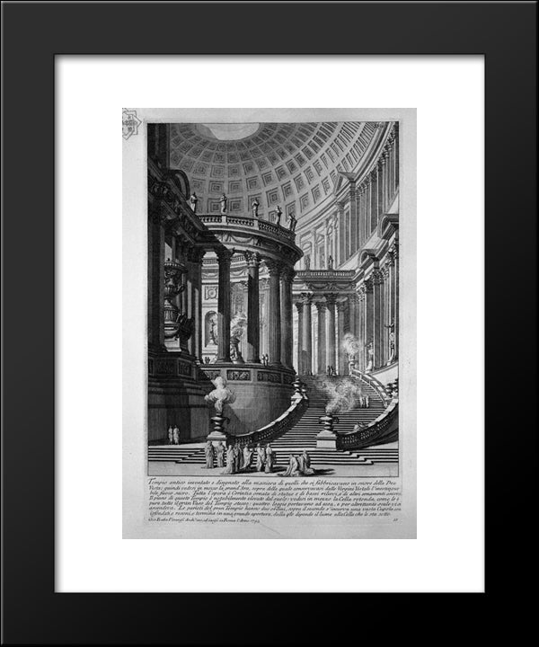 Ancient Temple Invented And Designed In The Manner Of Those That Were Manufactured In Honor Of The Goddess Vesta (Recorded In 1743) 20x24 Black Modern Wood Framed Art Print Poster by Piranesi, Giovanni Battista