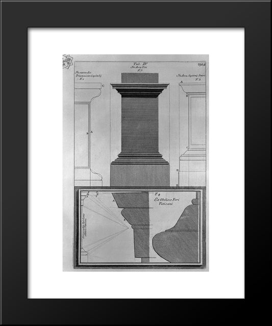 Architectural Details Of The Arches Of Titus And Septimius Severus And The Obelisk In Piazza Of St. Peter 20x24 Black Modern Wood Framed Art Print Poster by Piranesi, Giovanni Battista