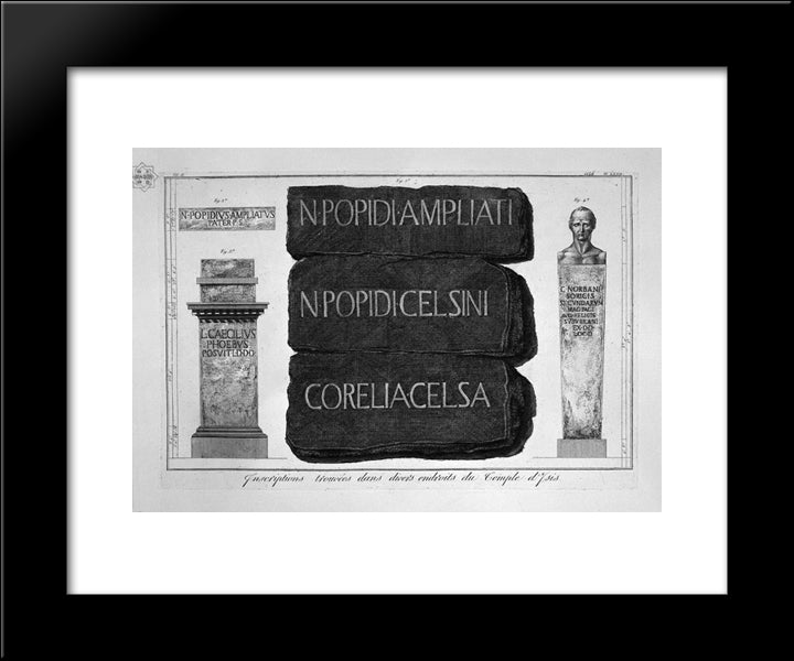 Black And White Mosaic Floor Of The Temple Of The Cell Referred To Above, And Which Was Inscribed At The Entrance Of The Enclosure 20x24 Black Modern Wood Framed Art Print Poster by Piranesi, Giovanni Battista