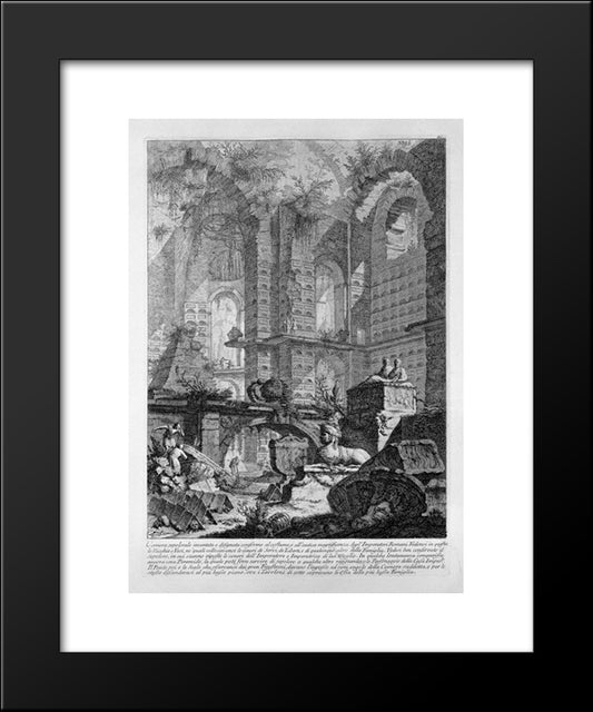 Burial Chamber Invented And Designed In Accordance With The Custom And The Ancient Roman Emperors Magnificence 20x24 Black Modern Wood Framed Art Print Poster by Piranesi, Giovanni Battista