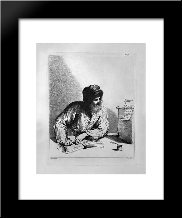 Old To The Desk (Half Length) 20x24 Black Modern Wood Framed Art Print Poster by Piranesi, Giovanni Battista