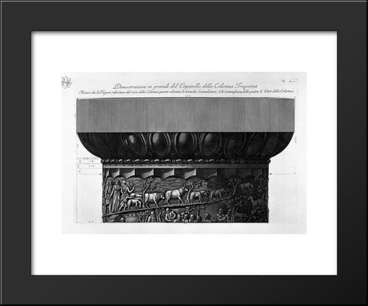 Demonstration In Great Capitals Of The Columns Of Trajan 20x24 Black Modern Wood Framed Art Print Poster by Piranesi, Giovanni Battista