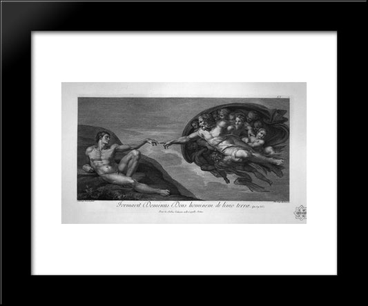 Frontespezio. A Large Plaque Surmounted By A Bust Of Minerva In A Garland Of Laurel 20x24 Black Modern Wood Framed Art Print Poster by Piranesi, Giovanni Battista