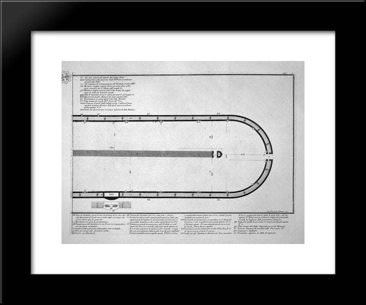 Ground Plan Of The Circus Of Caracalla In Today Capena Outside The Porta S. Sebastian, In The Two Boards Meet Together 20x24 Black Modern Wood Framed Art Print Poster by Piranesi, Giovanni Battista