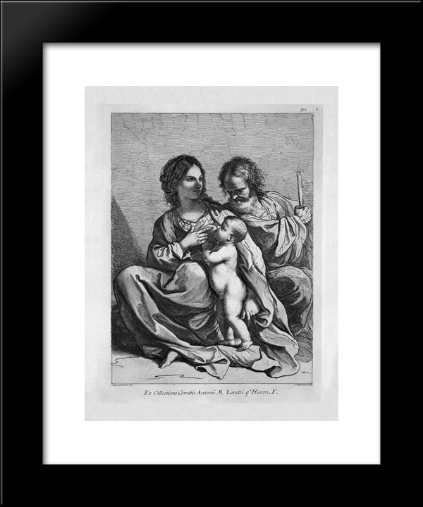 Holy Family: The Virgin Seated On The Ground Feeding The Holy Child Standing 20x24 Black Modern Wood Framed Art Print Poster by Piranesi, Giovanni Battista