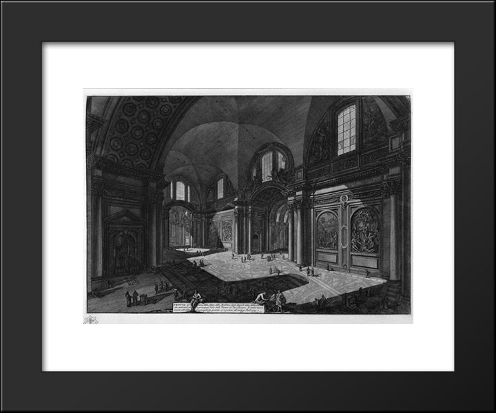 Interior Of The Church Of Our Lady Of The Angels Called The Charterhouse, Which Was Once The Principal Room Of The Baths Of Diocletian 20x24 Black Modern Wood Framed Art Print Poster by Piranesi, Giovanni Battista