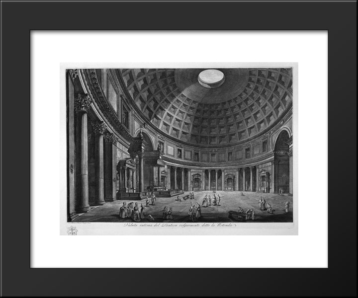 Interior View Of The Pantheon Commonly Known As The Rotunda 20x24 Black Modern Wood Framed Art Print Poster by Piranesi, Giovanni Battista