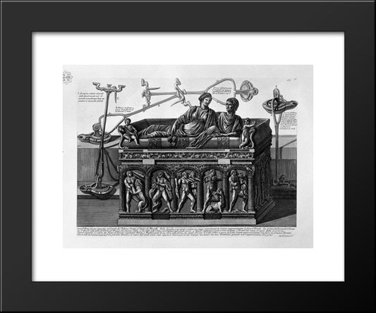 Large Urn With Reliefs Of The Labors Of Hercules, And Cover In The Form Of Bier (Plazza Orsini), And A Lamp Of Brass 20x24 Black Modern Wood Framed Art Print Poster by Piranesi, Giovanni Battista