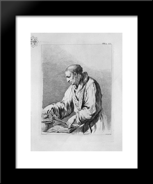 Half Figure Depicting A Priest With The Holy Water 20x24 Black Modern Wood Framed Art Print Poster by Piranesi, Giovanni Battista