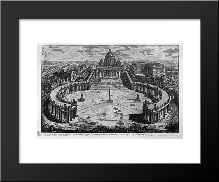 Map Of Rome And The Campus Martius With The Relevant Index And Dedication To Clement Xiii In Three Sheets, And Title Listed 20x24 Black Modern Wood Framed Art Print Poster by Piranesi, Giovanni Battista