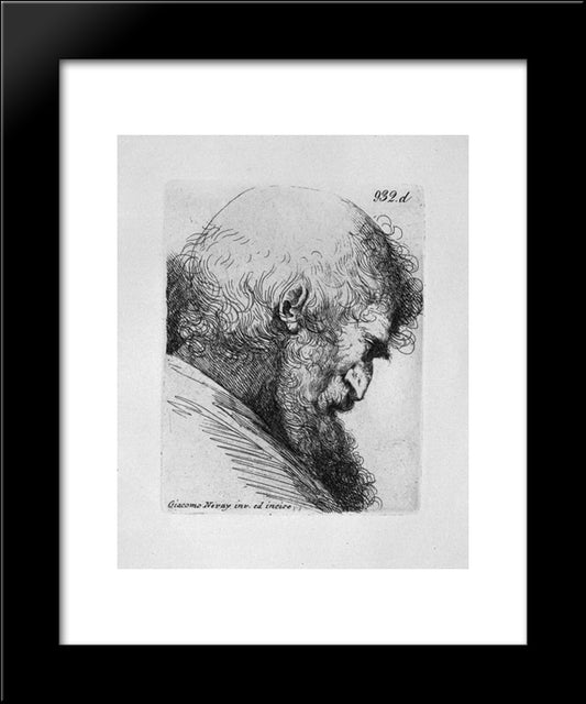 Old Man`S Head In Profile 20x24 Black Modern Wood Framed Art Print Poster by Piranesi, Giovanni Battista