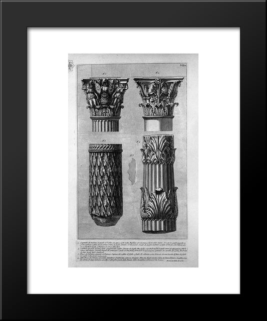 Pieces Of Columns And Capitals 20x24 Black Modern Wood Framed Art Print Poster by Piranesi, Giovanni Battista