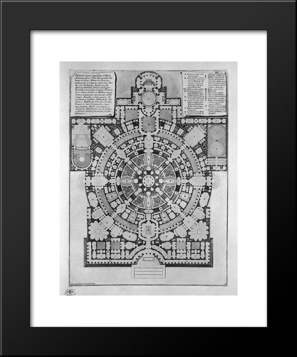 Plan Broad, Magnificent Ancient College Gyms Formed Over The Idea Of `The Greeks, And Thermal De` Romani 20x24 Black Modern Wood Framed Art Print Poster by Piranesi, Giovanni Battista