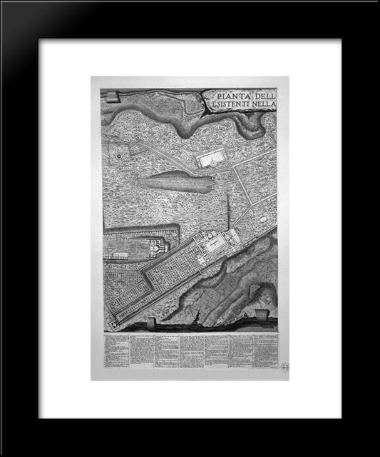 Plan Of The Existing Factories In The Villa Adriana, With A Dedication To St. M Stanislaus Augustus, King Of Poland 20x24 Black Modern Wood Framed Art Print Poster by Piranesi, Giovanni Battista