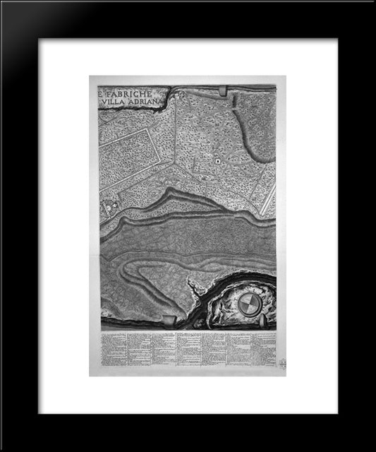 Plan Of The Existing Factories In The Villa Adriana, With A Dedication To St. M Stanislaus Augustus, King Of Poland 20x24 Black Modern Wood Framed Art Print Poster by Piranesi, Giovanni Battista