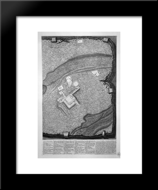 Plan Of The Existing Factories In The Villa Adriana, With A Dedication To St. M Stanislaus Augustus, King Of Poland 20x24 Black Modern Wood Framed Art Print Poster by Piranesi, Giovanni Battista